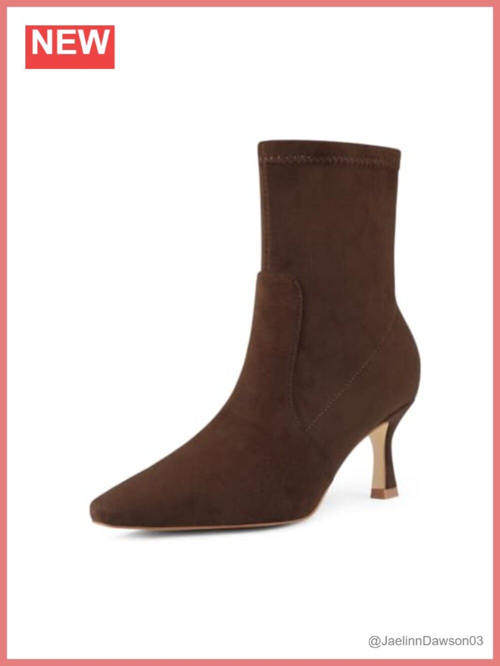 Womens Ankle Boots Kitten Heel Square Toe Chelsea Faux Suede Booties